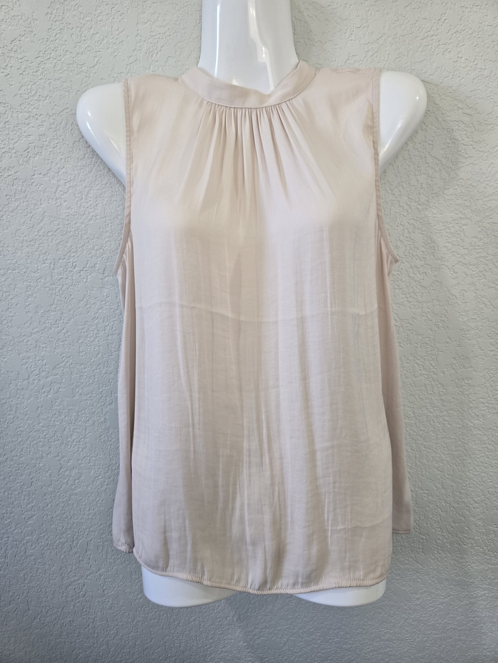 Sleeveless Pleated Neck Blouse - Light Blush